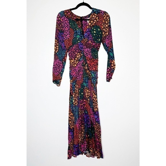 NWT Farm Rio Rainbow Hearts Midi Dress Long Sleeve Women's Multicolor Size XS - Picture 3 of 8